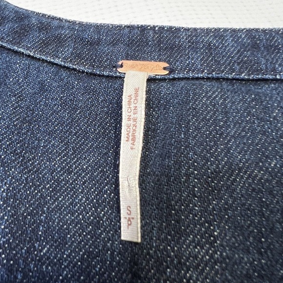 Free People Tunic Denim Soft Denim Lace Up Blue Indigo Small - Picture 11 of 13